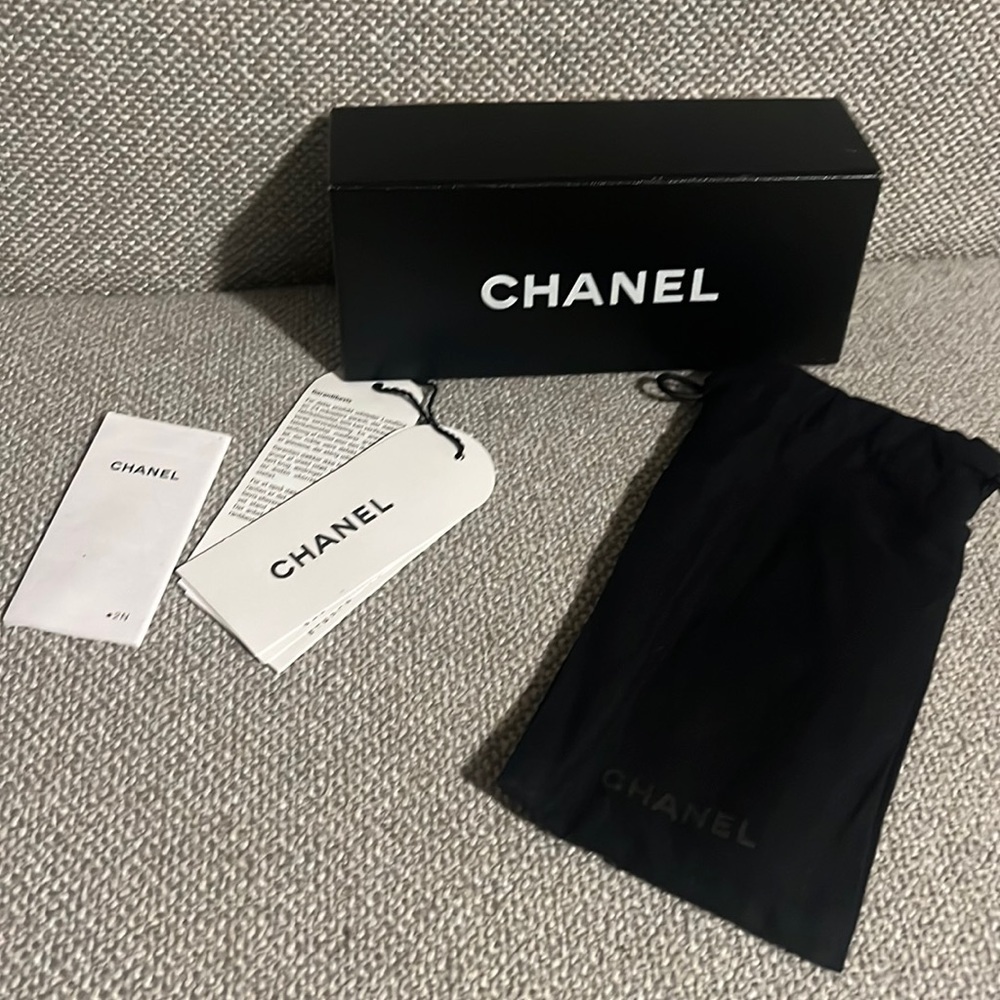 Chanel box glasses pouch and tags authentic